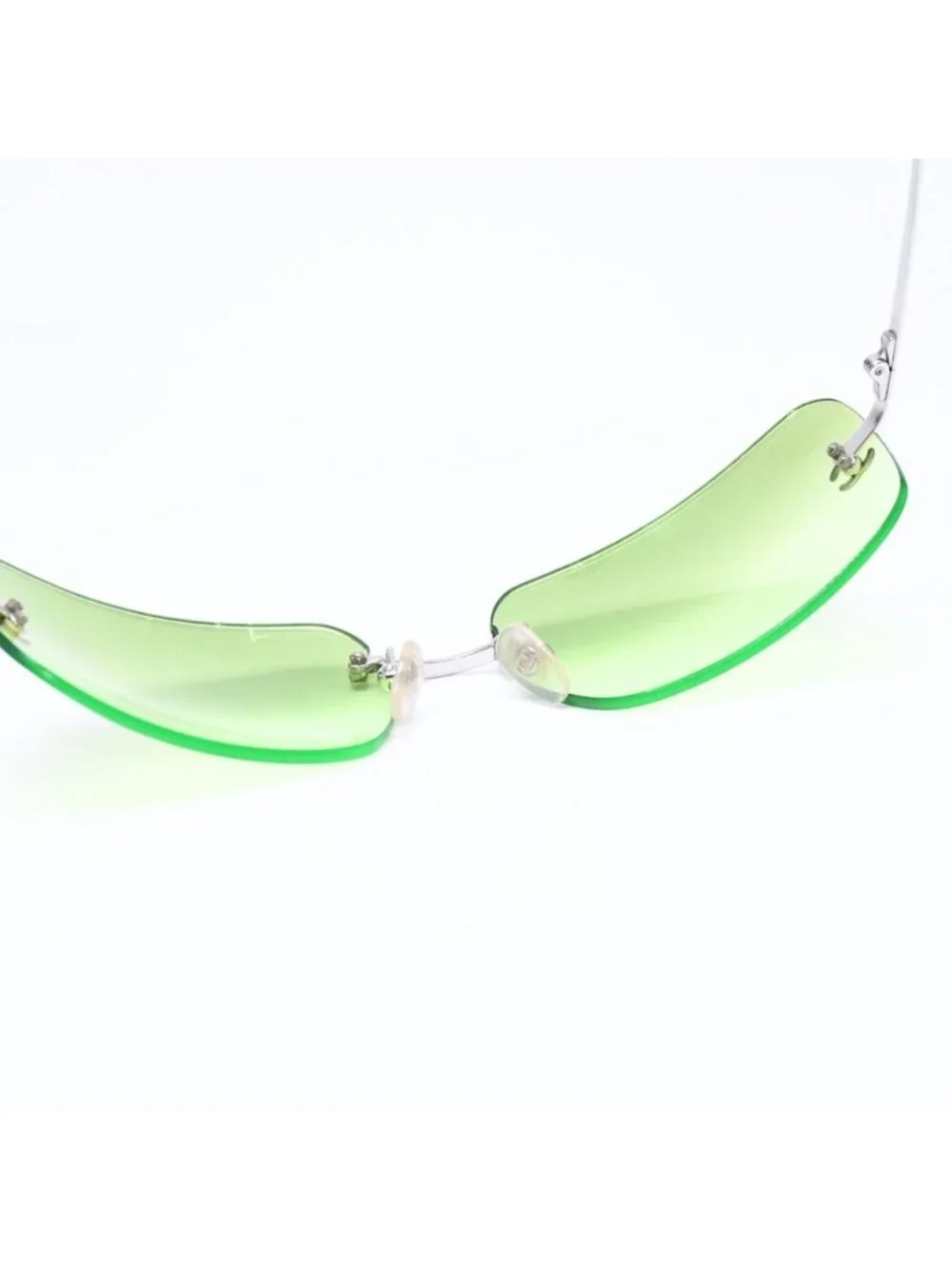 Chanel Rimless Sunglasses Eyewear CC Logo Green